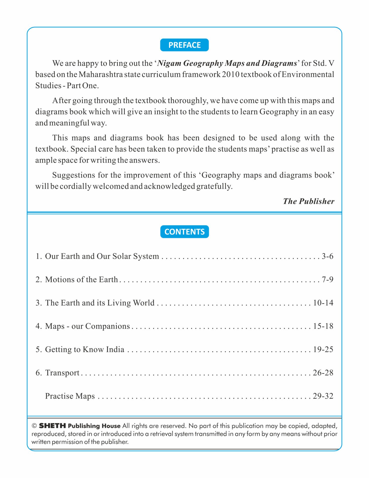 CCE Pattern Nigam Scholar Workbooks Geography Maps and Diagrams Standard 5 2