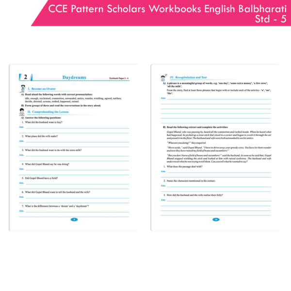 CCE Pattern Nigam Scholar Workbooks English Balbharati Standard - 5 (Maharashtra State Board Syllabus Books) - Image 3