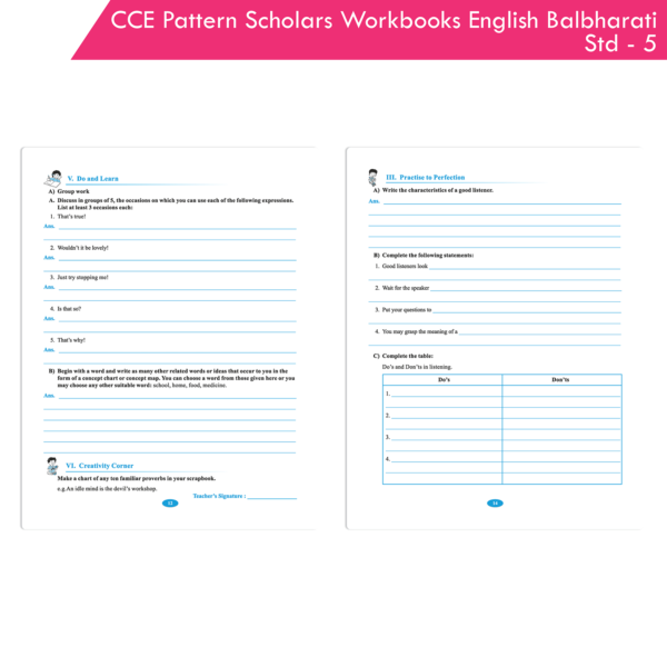 CCE Pattern Nigam Scholar Workbooks English Balbharati Standard - 5 (Maharashtra State Board Syllabus Books) - Image 4