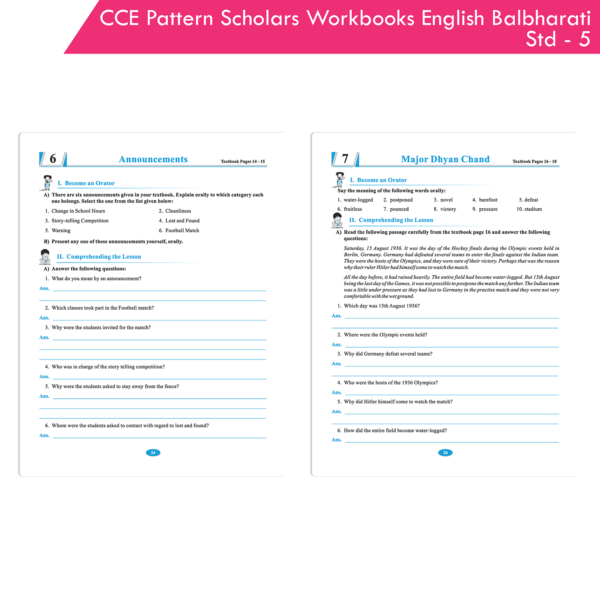CCE Pattern Nigam Scholar Workbooks English Balbharati Standard - 5 (Maharashtra State Board Syllabus Books) - Image 7