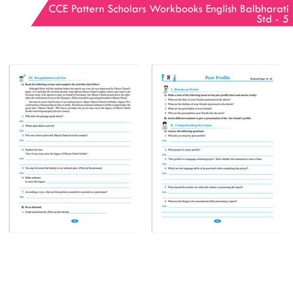 CCE Pattern Nigam Scholar Workbooks English Balbharati Standard - 5 (Maharashtra State Board Syllabus Books) - Image 8
