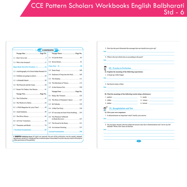 CCE Pattern Nigam Scholar Workbooks English Balbharati Standard - 6 (Maharashtra State Board Syllabus Books) - Image 2