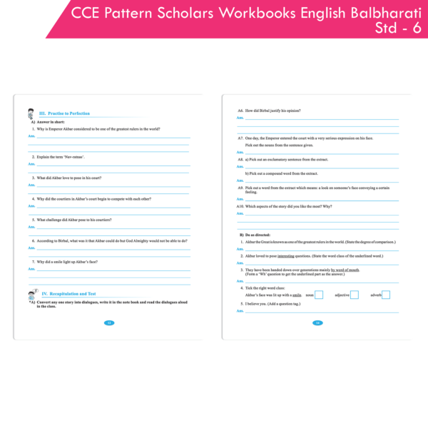 CCE Pattern Nigam Scholar Workbooks English Balbharati Standard - 6 (Maharashtra State Board Syllabus Books) - Image 4