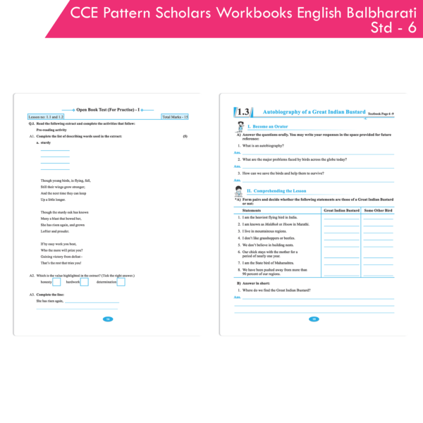 CCE Pattern Nigam Scholar Workbooks English Balbharati Standard - 6 (Maharashtra State Board Syllabus Books) - Image 5