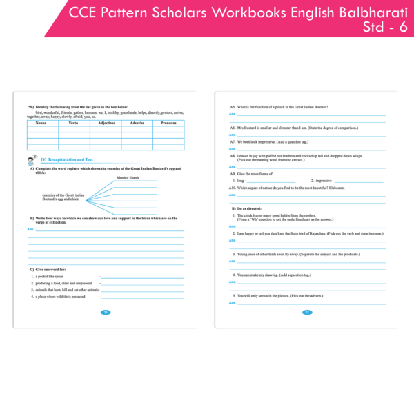 CCE Pattern Nigam Scholar Workbooks English Balbharati Standard - 6 (Maharashtra State Board Syllabus Books) - Image 6