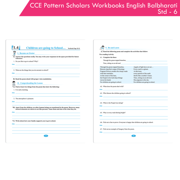 CCE Pattern Nigam Scholar Workbooks English Balbharati Standard - 6 (Maharashtra State Board Syllabus Books) - Image 7