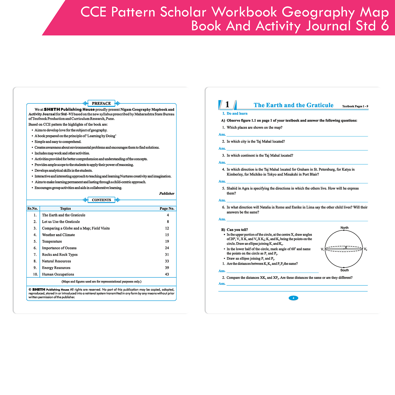 CCE Pattern Nigam Scholar Workbooks Geography Map Book and Activity Journal Standard - 6 (Maharashtra State Board Syllabus Books) - Image 2
