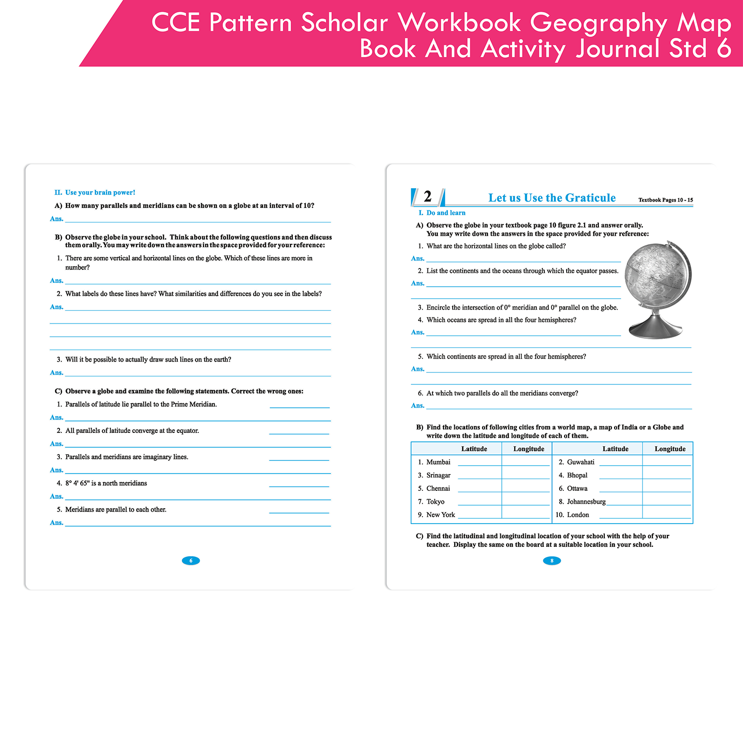 CCE Pattern Nigam Scholar Workbooks Geography Map Book and Activity Journal Standard - 6 (Maharashtra State Board Syllabus Books) - Image 3