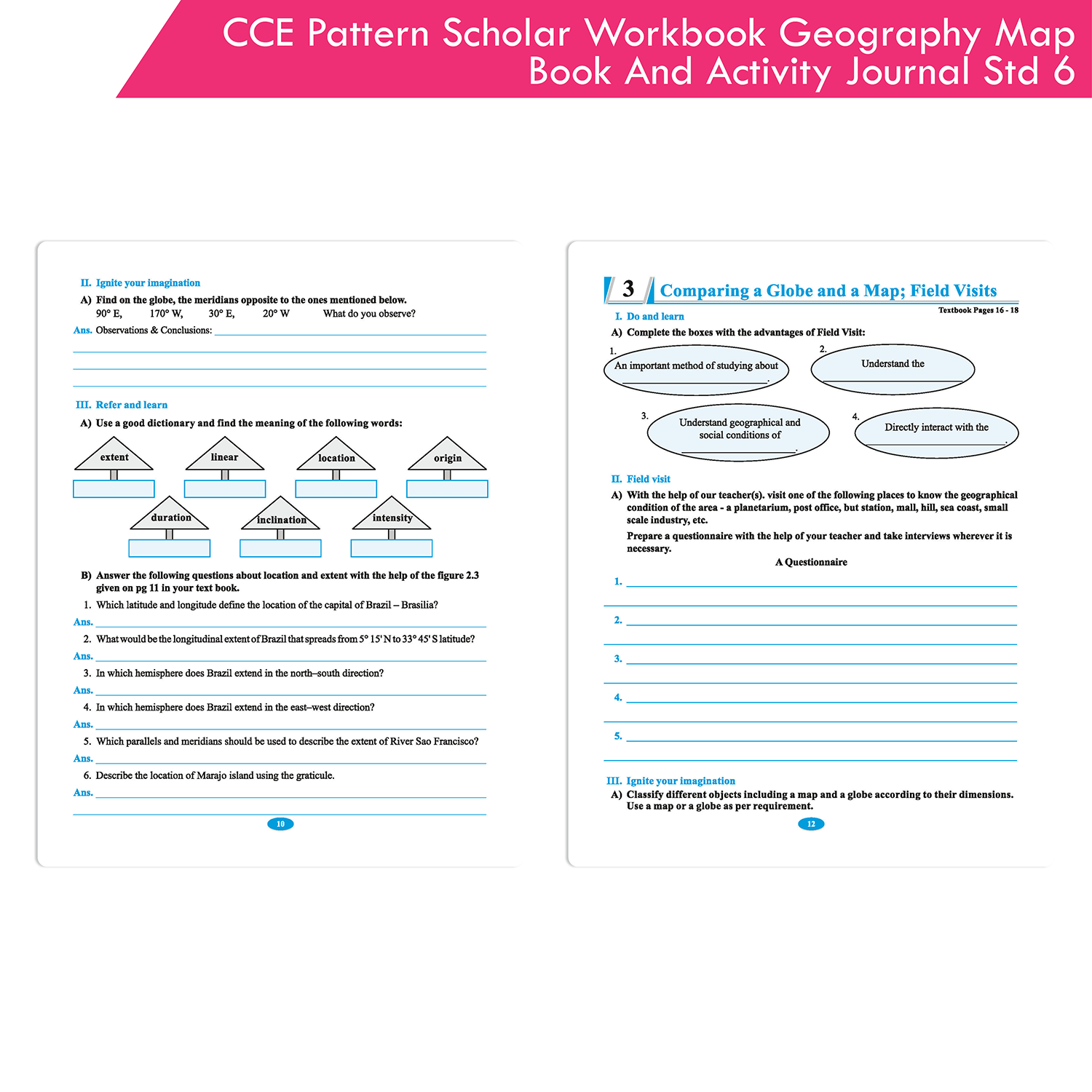 CCE Pattern Nigam Scholar Workbooks Geography Map Book and Activity Journal Standard - 6 (Maharashtra State Board Syllabus Books) - Image 4