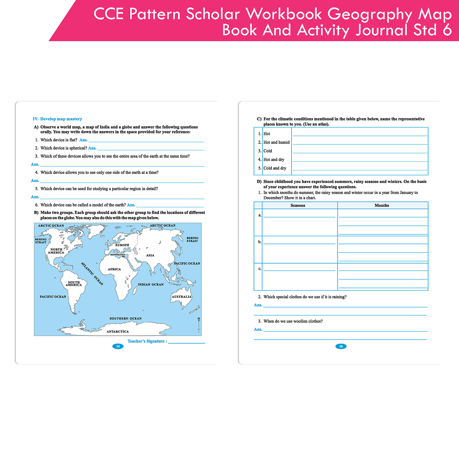 CCE Pattern Nigam Scholar Workbooks Geography Map Book and Activity Journal Standard - 6 (Maharashtra State Board Syllabus Books) - Image 5