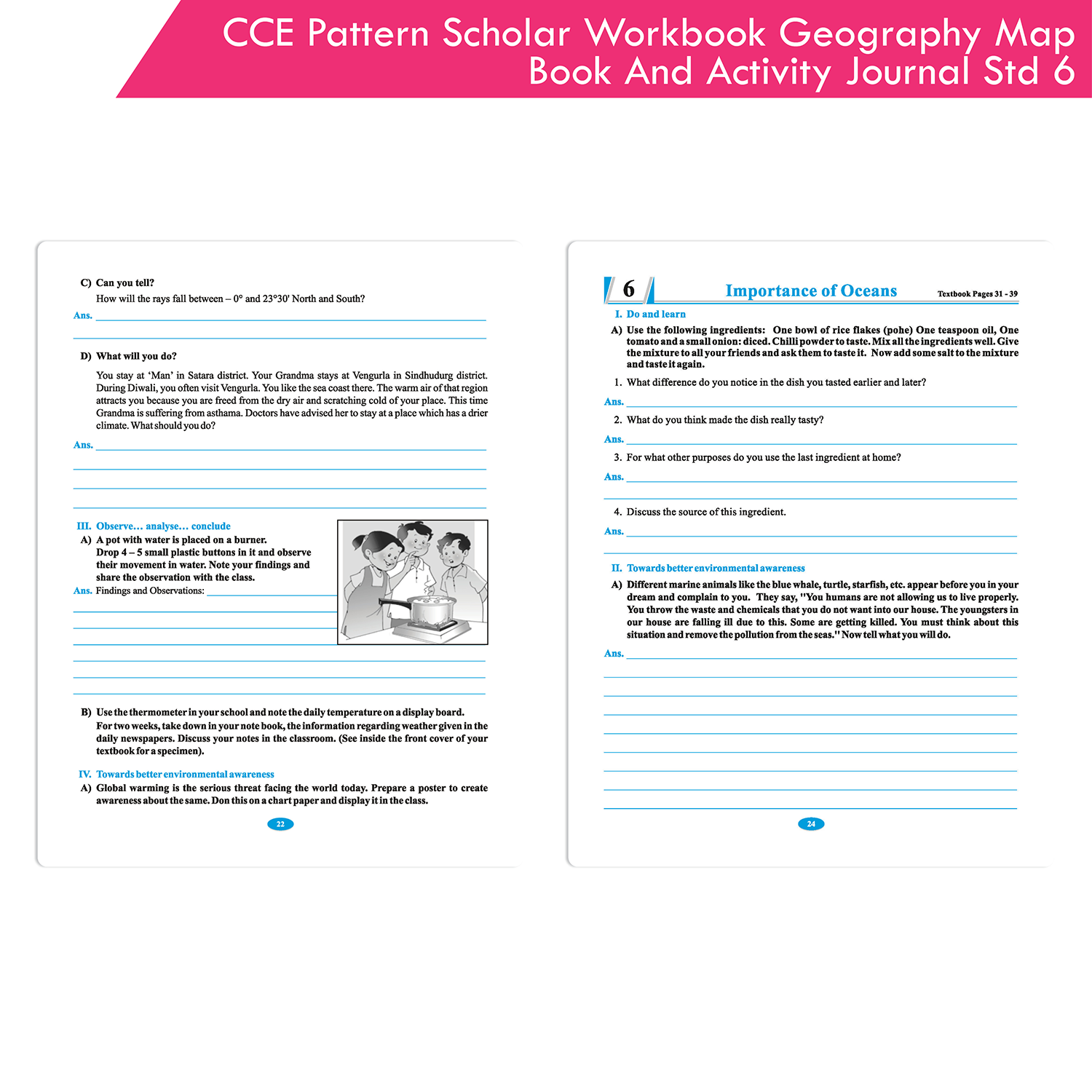 CCE Pattern Nigam Scholar Workbooks Geography Map Book and Activity Journal Standard - 6 (Maharashtra State Board Syllabus Books) - Image 7