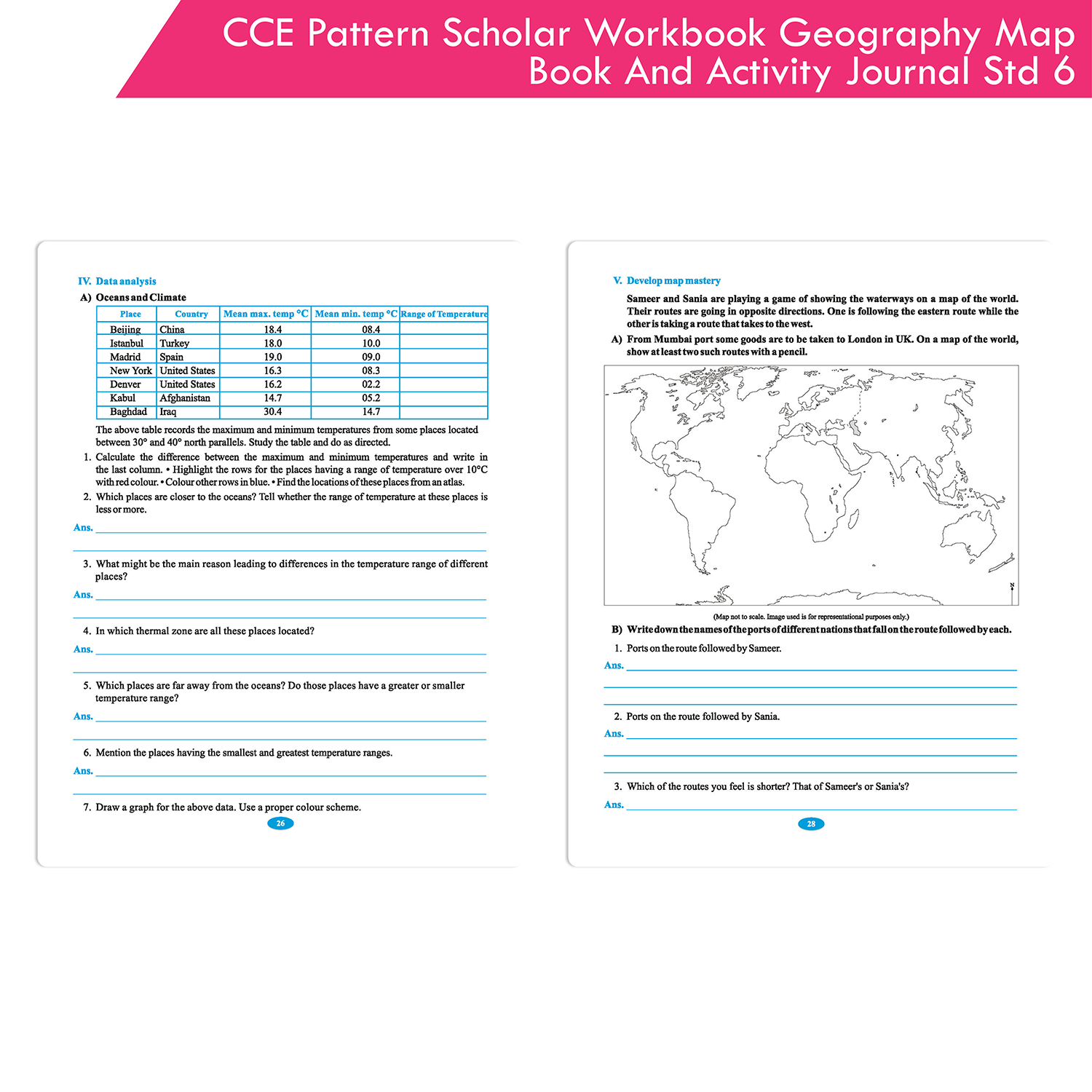 CCE Pattern Nigam Scholar Workbooks Geography Map Book and Activity Journal Standard - 6 (Maharashtra State Board Syllabus Books) - Image 8
