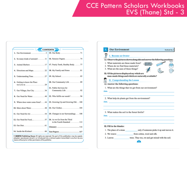 CCE Pattern Nigam Scholar Workbook (EVS) Environmental Studies (Thane District) Standard - 3 (Maharashtra State Board Syllabus Books) - Image 3