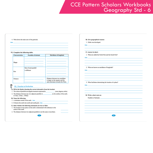 CCE Pattern Nigam Scholar Workbooks Geography Workbook Standard - 6 (Maharashtra State Board Syllabus Books) - Image 3