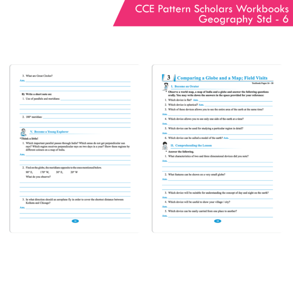 CCE Pattern Nigam Scholar Workbooks Geography Workbook Standard - 6 (Maharashtra State Board Syllabus Books) - Image 5