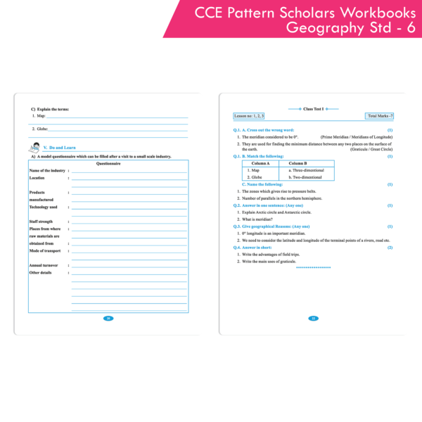 CCE Pattern Nigam Scholar Workbooks Geography Workbook Standard - 6 (Maharashtra State Board Syllabus Books) - Image 6
