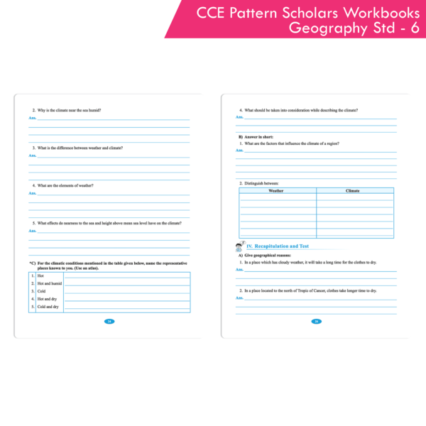 CCE Pattern Nigam Scholar Workbooks Geography Workbook Standard - 6 (Maharashtra State Board Syllabus Books) - Image 7