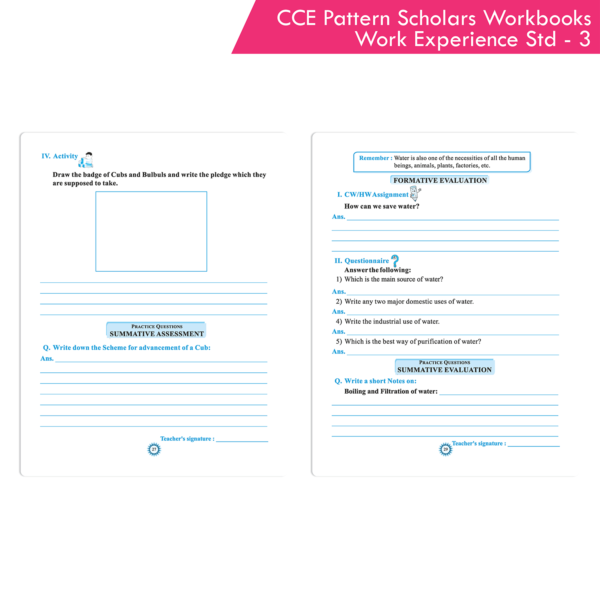 CCE Pattern Nigam Scholar Workbooks Work Experience Workbook Standard - 3 (Maharashtra State Board Syllabus Books) - Image 2