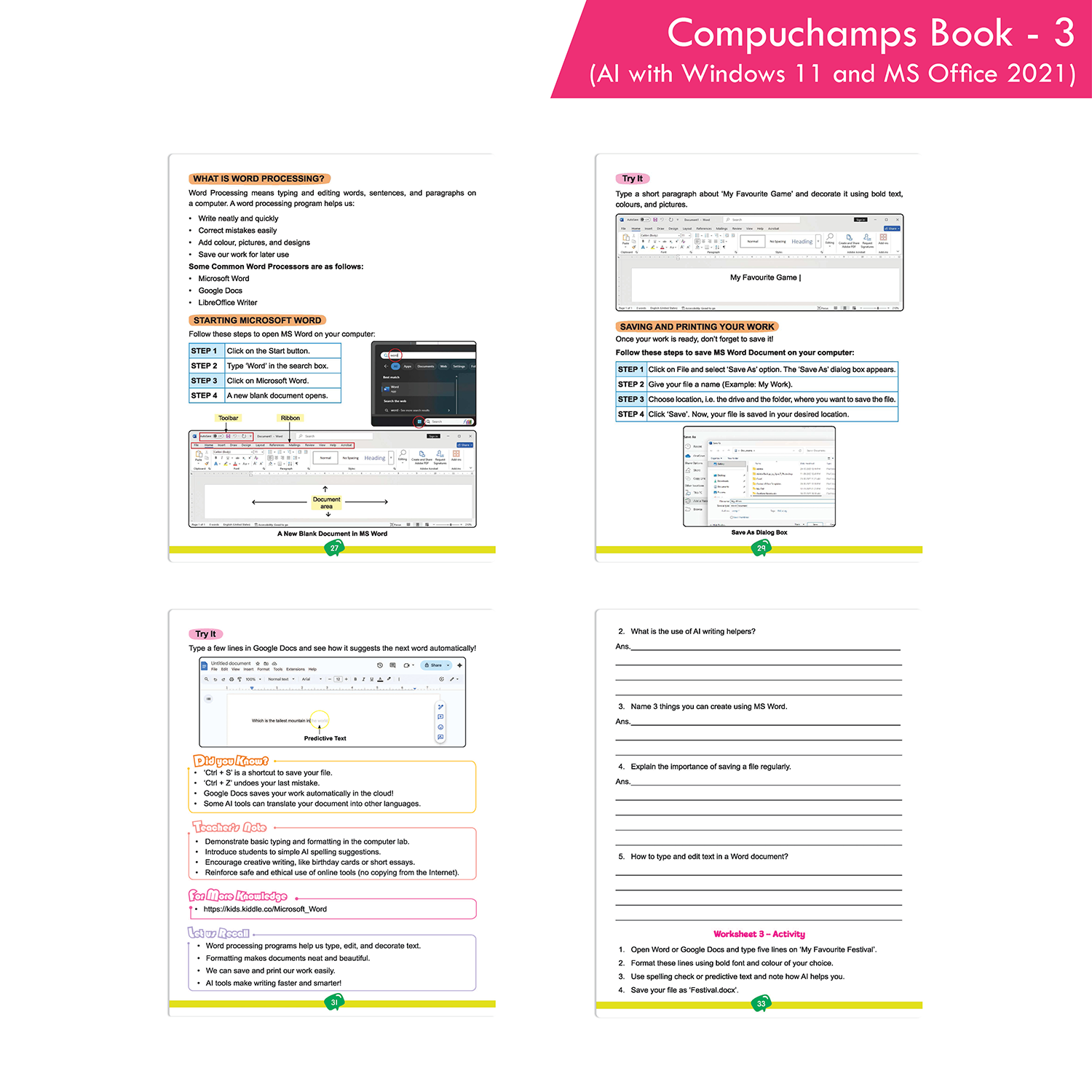 Compuchamps Book 3 (AI with Windows 11 and MS Office 2021) - Image 5