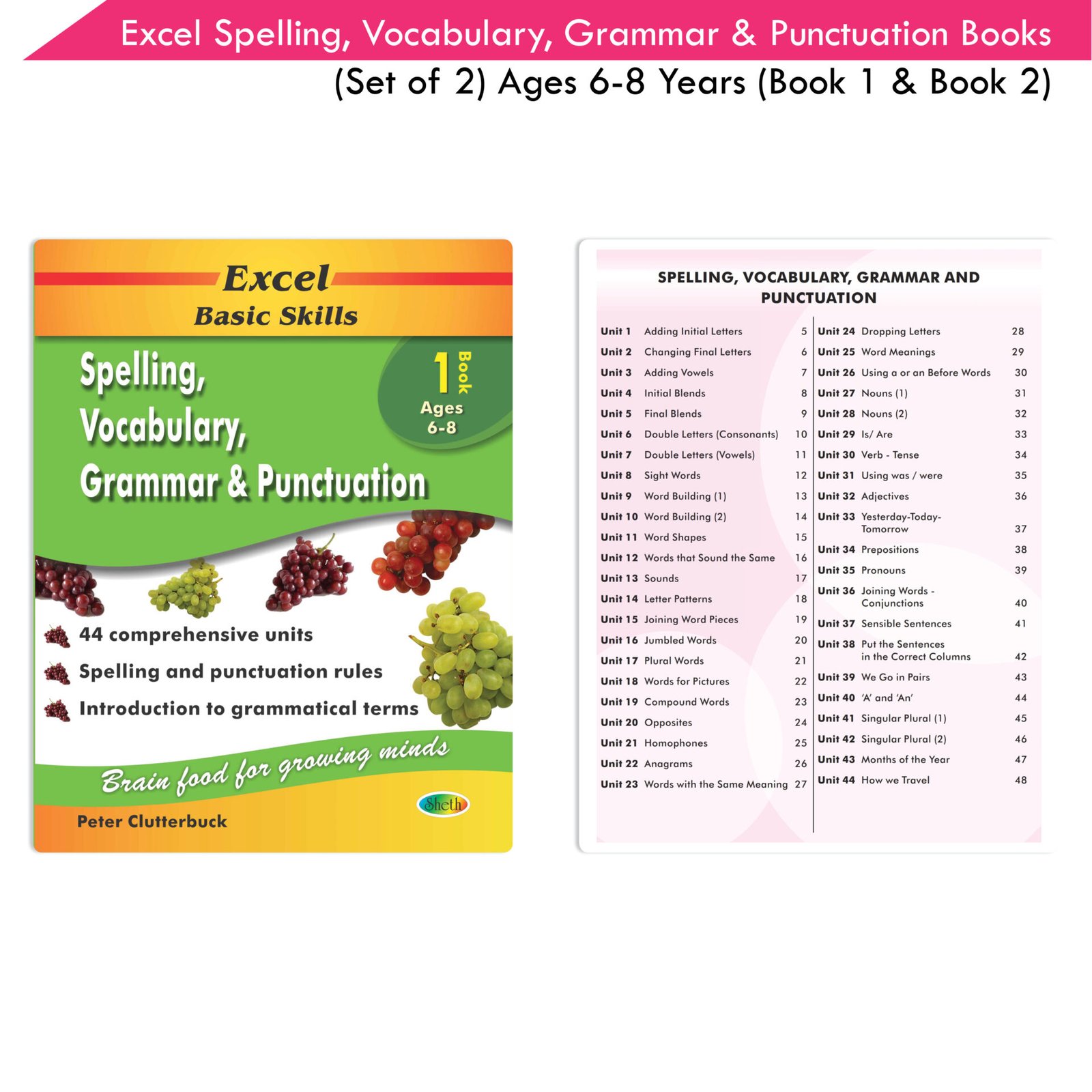Excel Basic Skills Spelling Vocabulary Grammar and Punctuation Book Set Ages 6 8 Set of 2 3