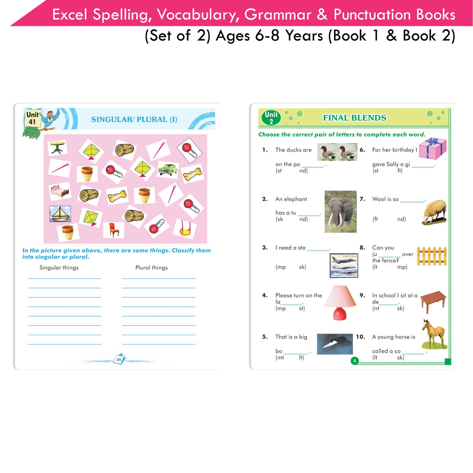 Excel Basic Skills Spelling Vocabulary Grammar and Punctuation Book Set Ages 6 8 Set of 2 7