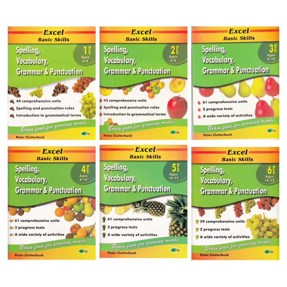 Excel Basic Skills Spelling Vocabulary Grammar and Punctuation Book Set Set of 6 1