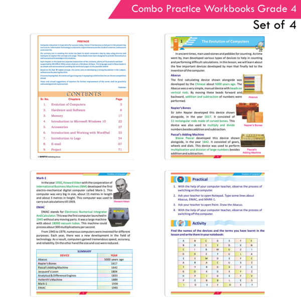 Students Practice cum Workbooks Grade 4 Combo Book Set (Set of 4) - Image 4