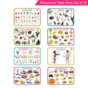 Jolly Kids Educational Table Mats Set (Set of 8)