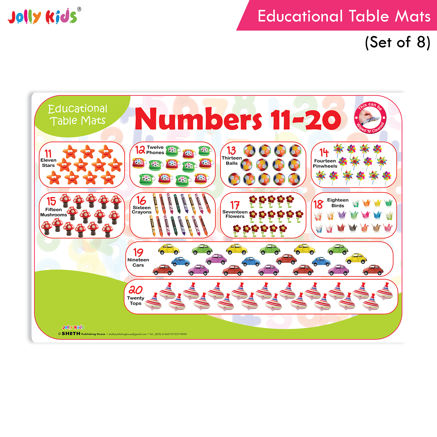 Jolly Kids Educational Table Mats Set (Set of 8) - Image 2
