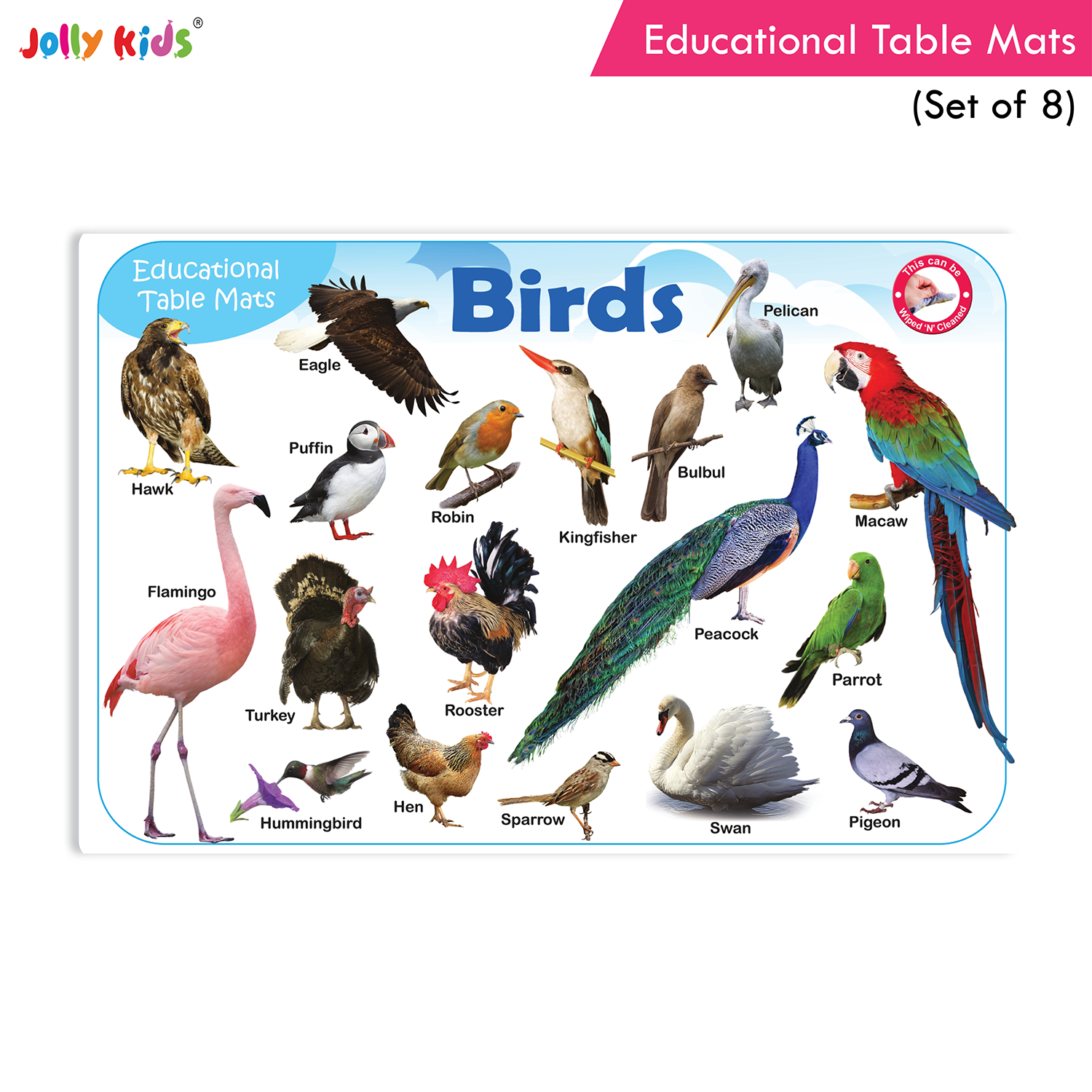 Jolly Kids Educational Table Mats Set (Set of 8) - Image 3
