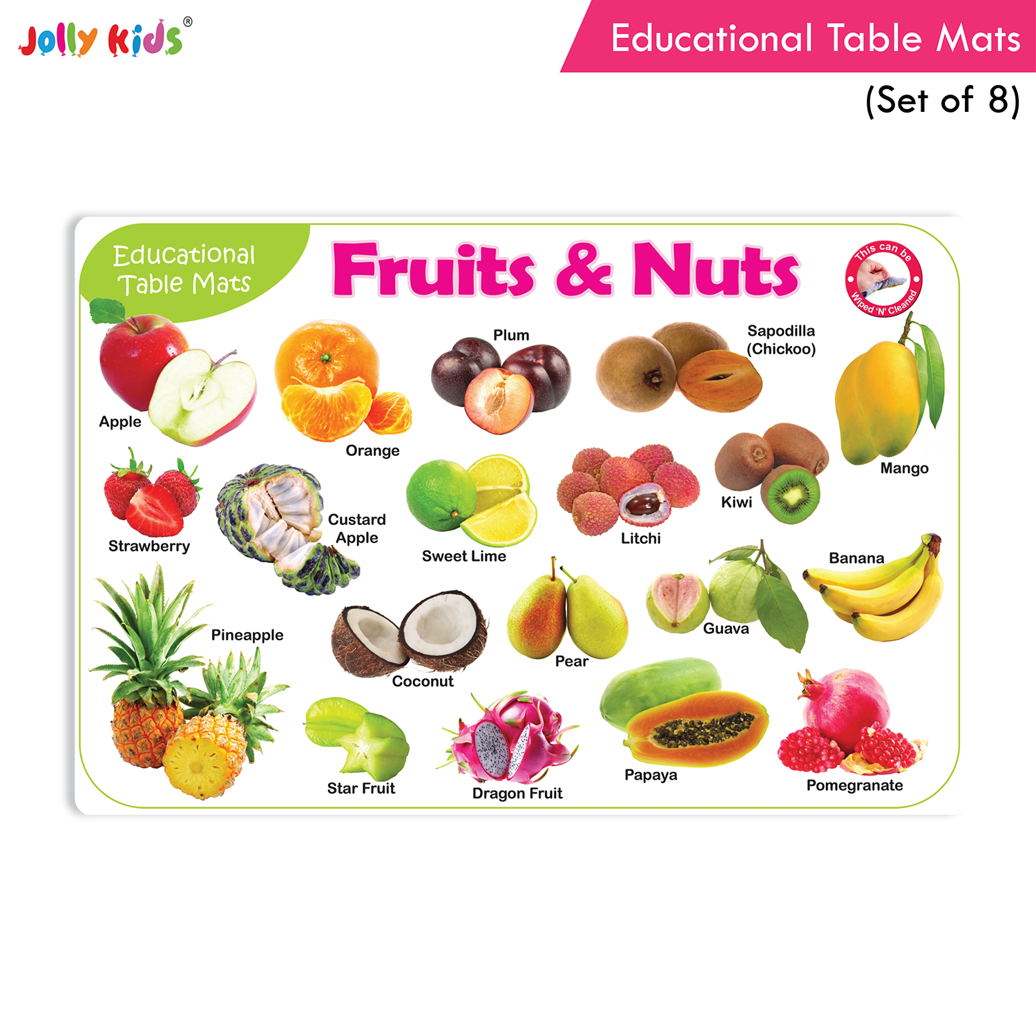 Jolly Kids Educational Table Mats Set (Set of 8) - Image 4