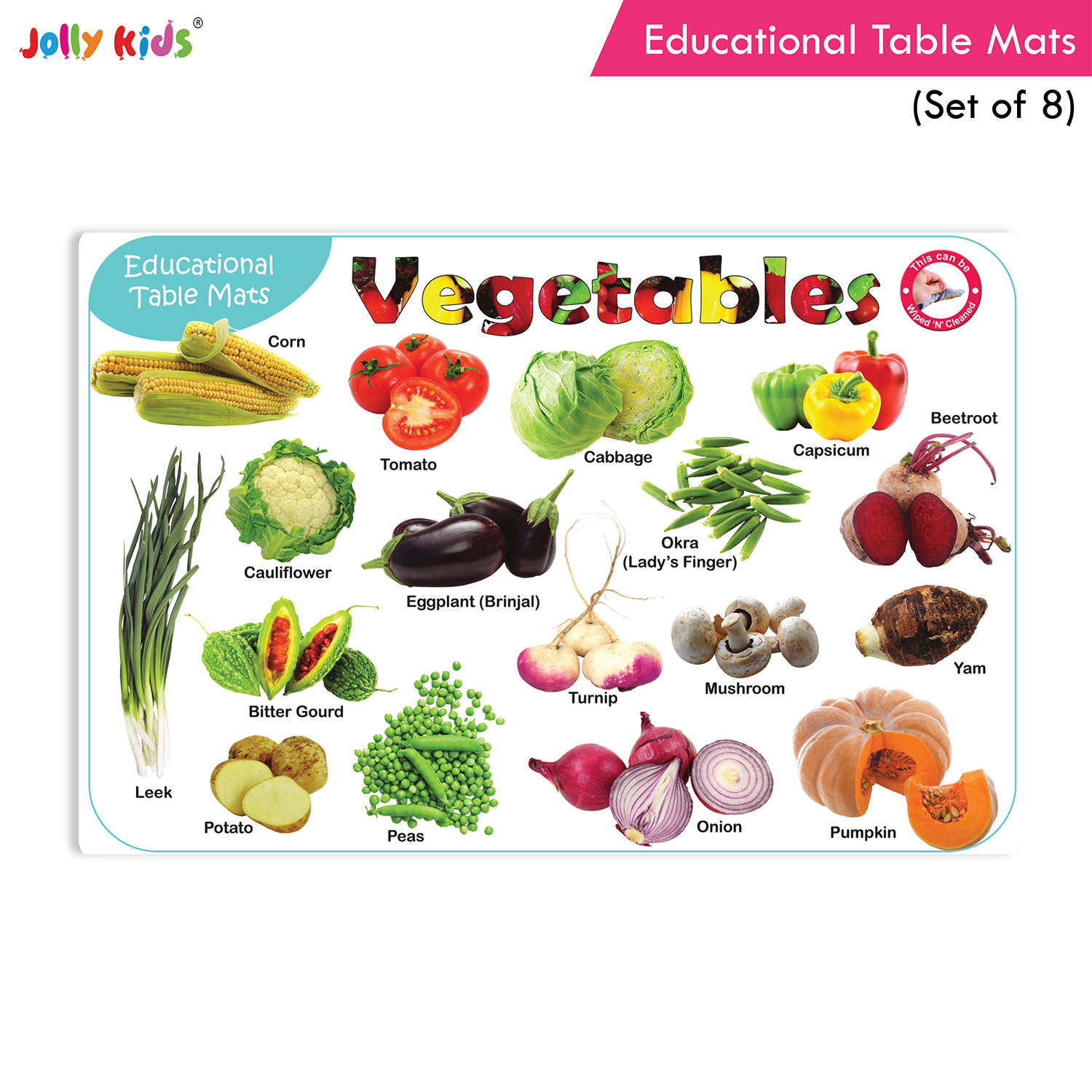 Jolly Kids Educational Table Mats Set (Set of 8) - Image 5