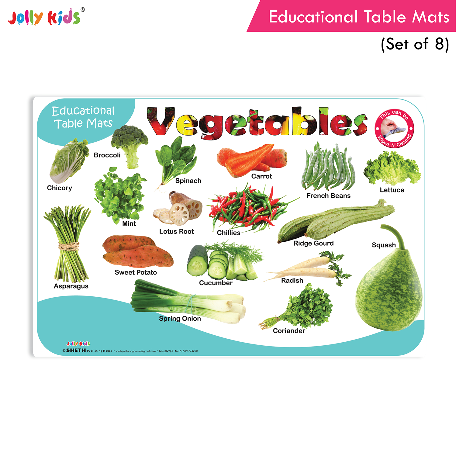 Jolly Kids Educational Table Mats Set (Set of 8) - Image 6