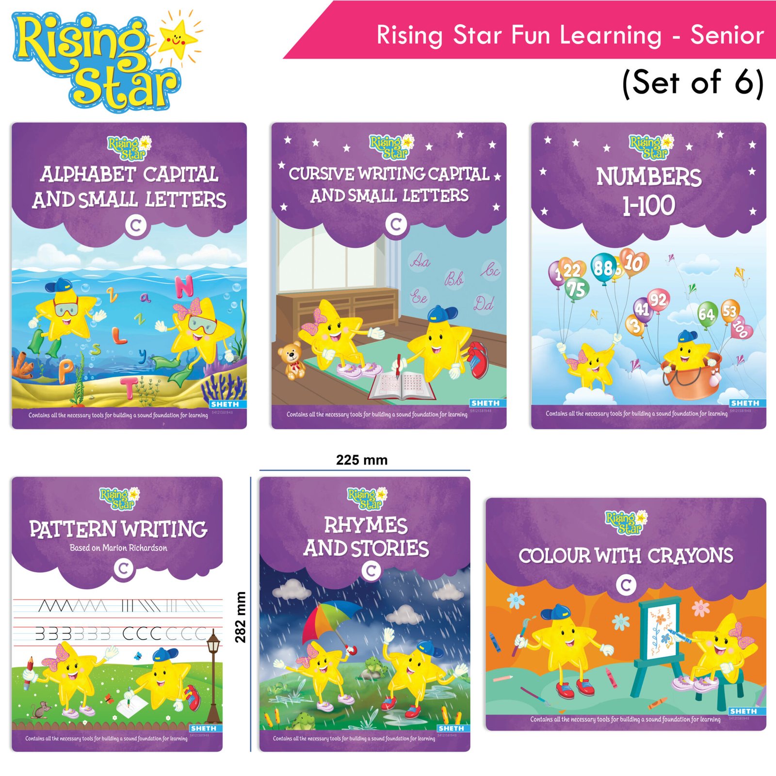 Rising Star Fun Learning Senior KG Book Set Set of 6 2