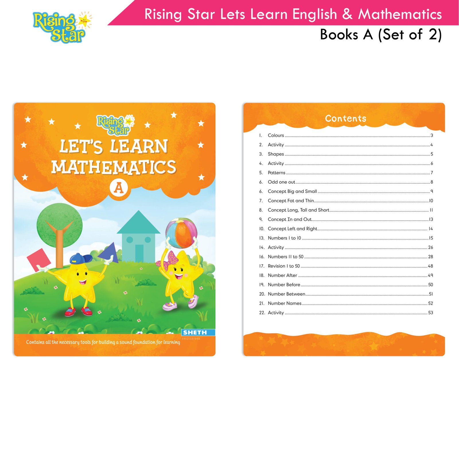 Rising Star Lets Learn English and Mathematics Books A Set of 2 4