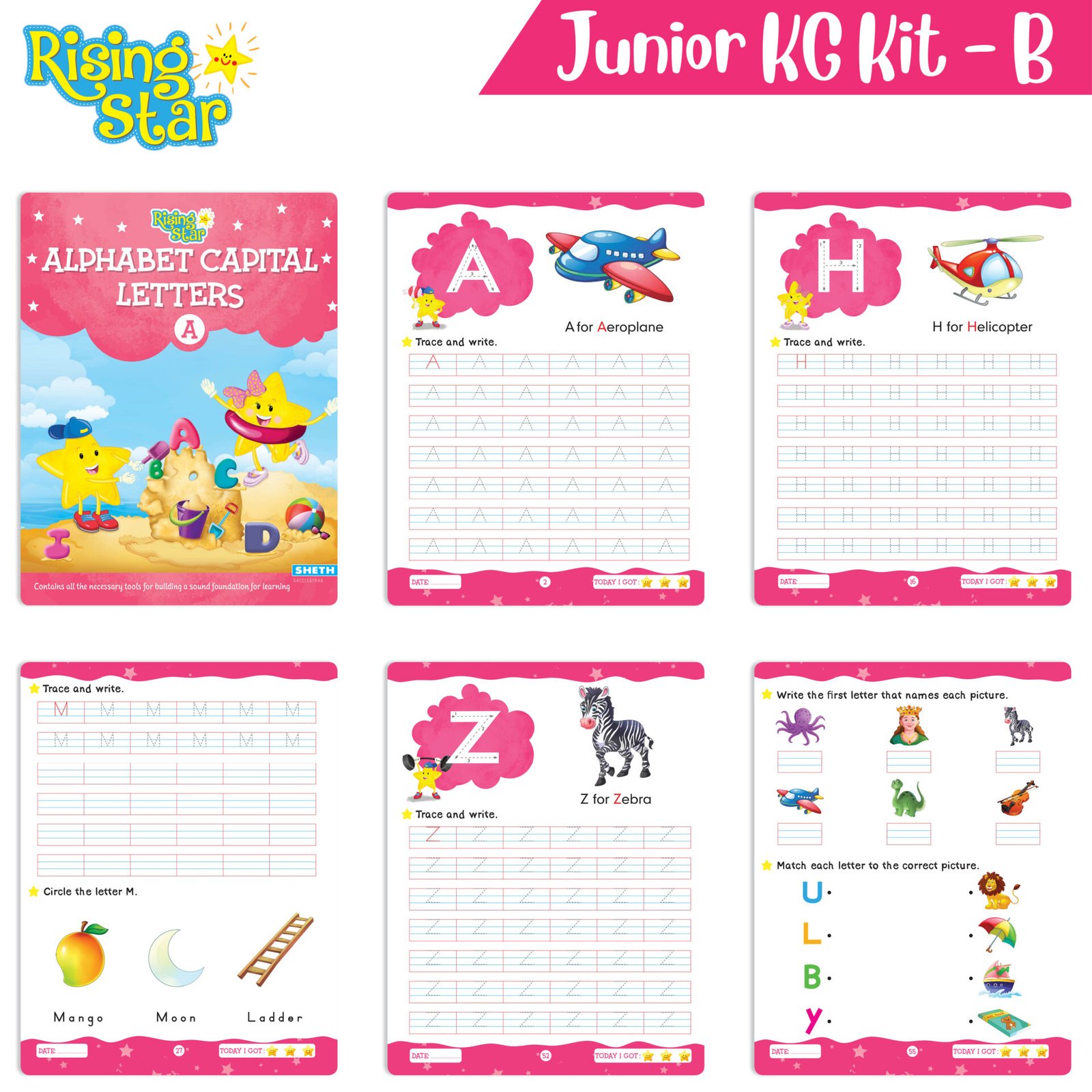 Rising Star Preschool Junior KG Kit B 01 Alphabet Capitals Letters A