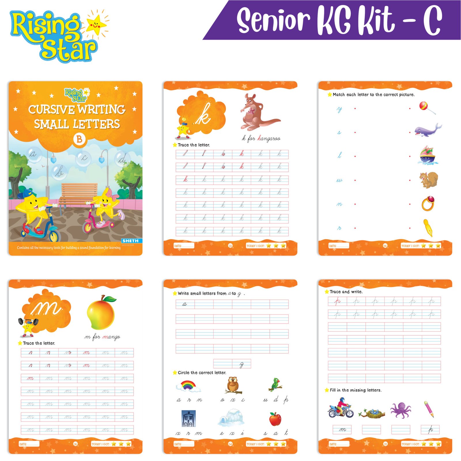 Rising Star Preschool Senior KG Kit C 03 Cursive Writing Small Letters B