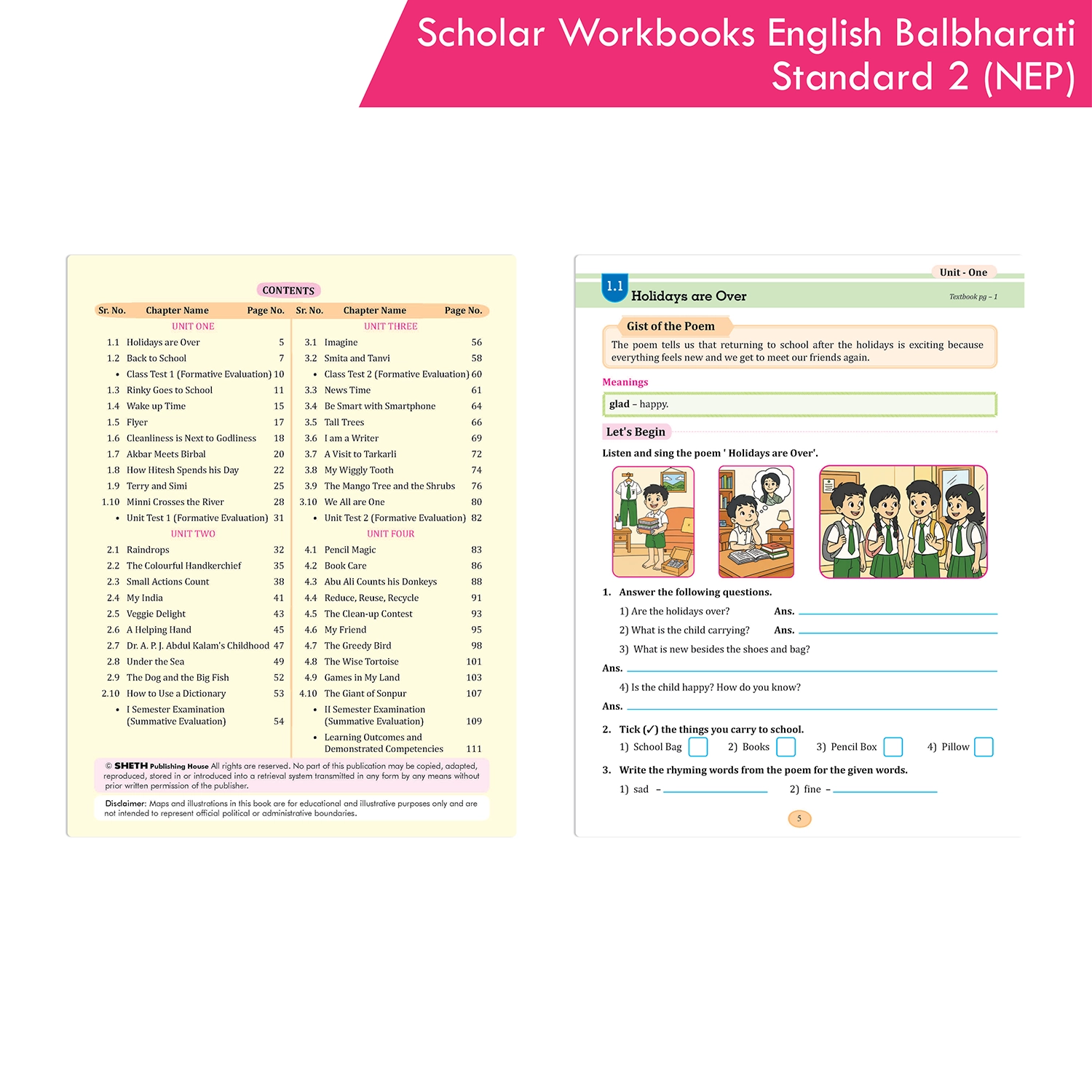 Scholar Workbook English Balbharati Standard 2 | NEP 2020 | Maharashtra State Board Syllabus Books - Image 2