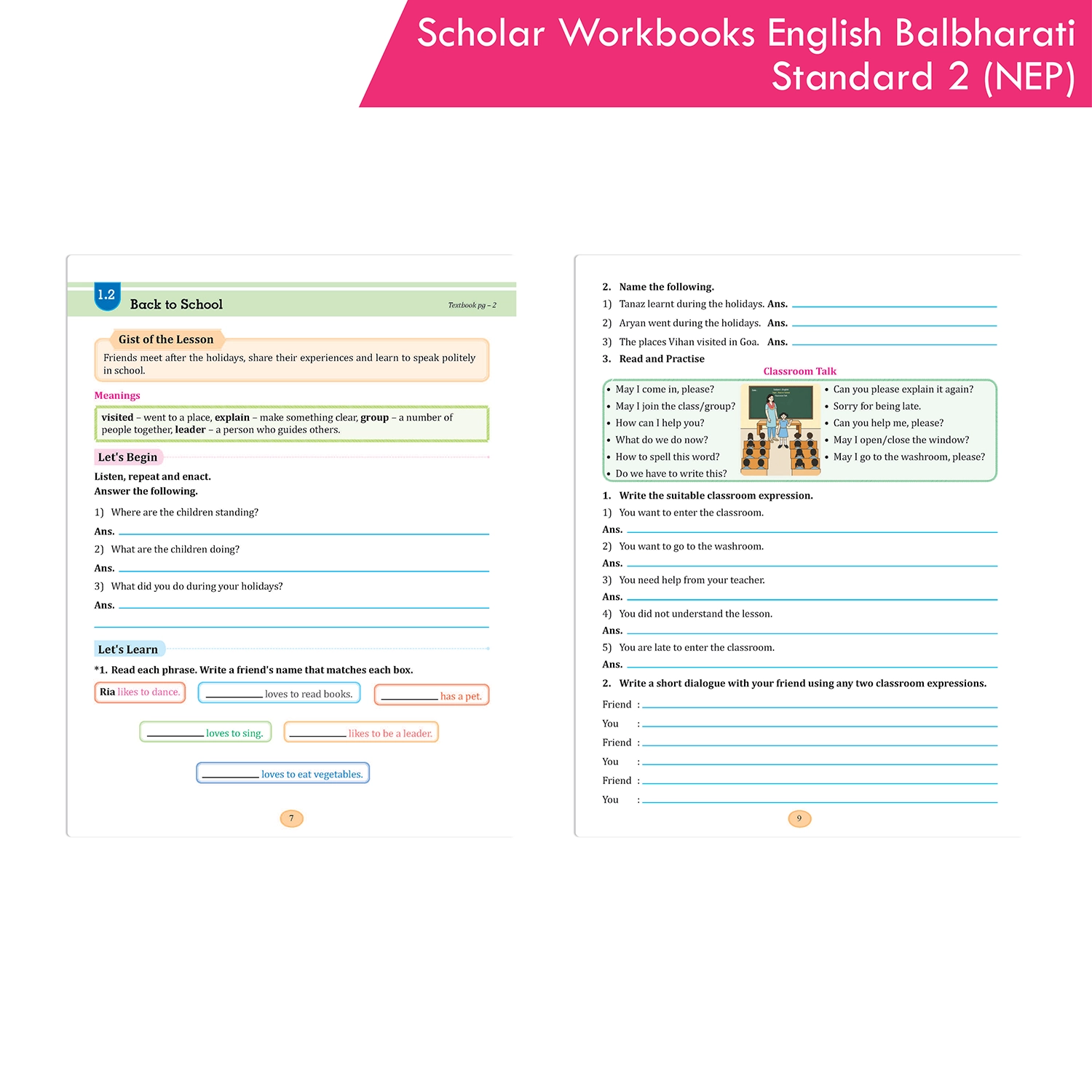 Scholar Workbook English Balbharati Standard 2 | NEP 2020 | Maharashtra State Board Syllabus Books - Image 3