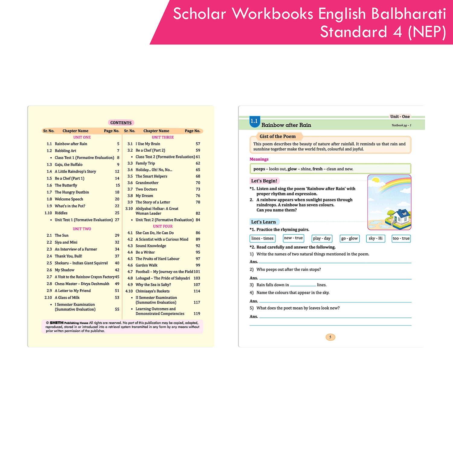 Scholar Workbook English Balbharati Standard 4 | NEP 2020 | Maharashtra State Board Syllabus Books - Image 2