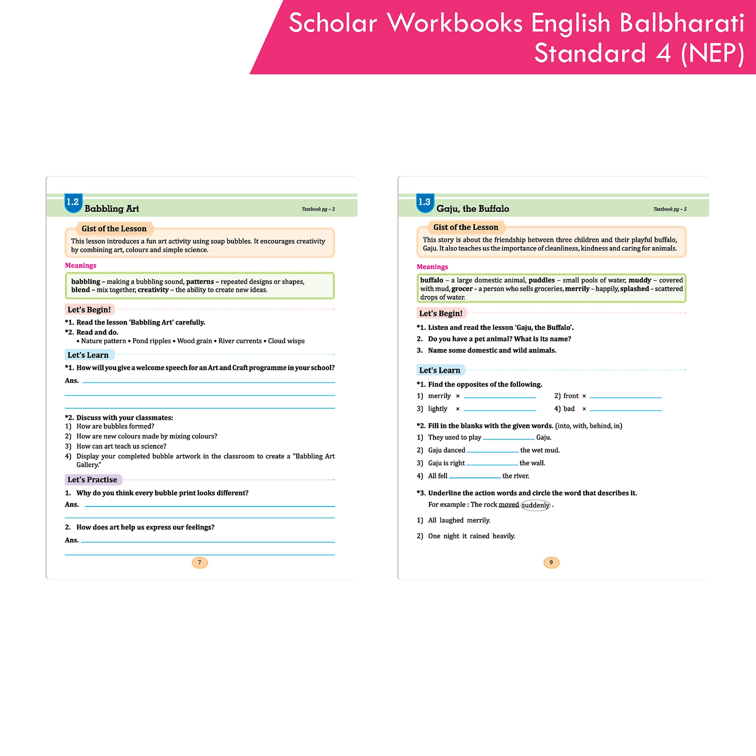 Scholar Workbook English Balbharati Standard 4 | NEP 2020 | Maharashtra State Board Syllabus Books - Image 3