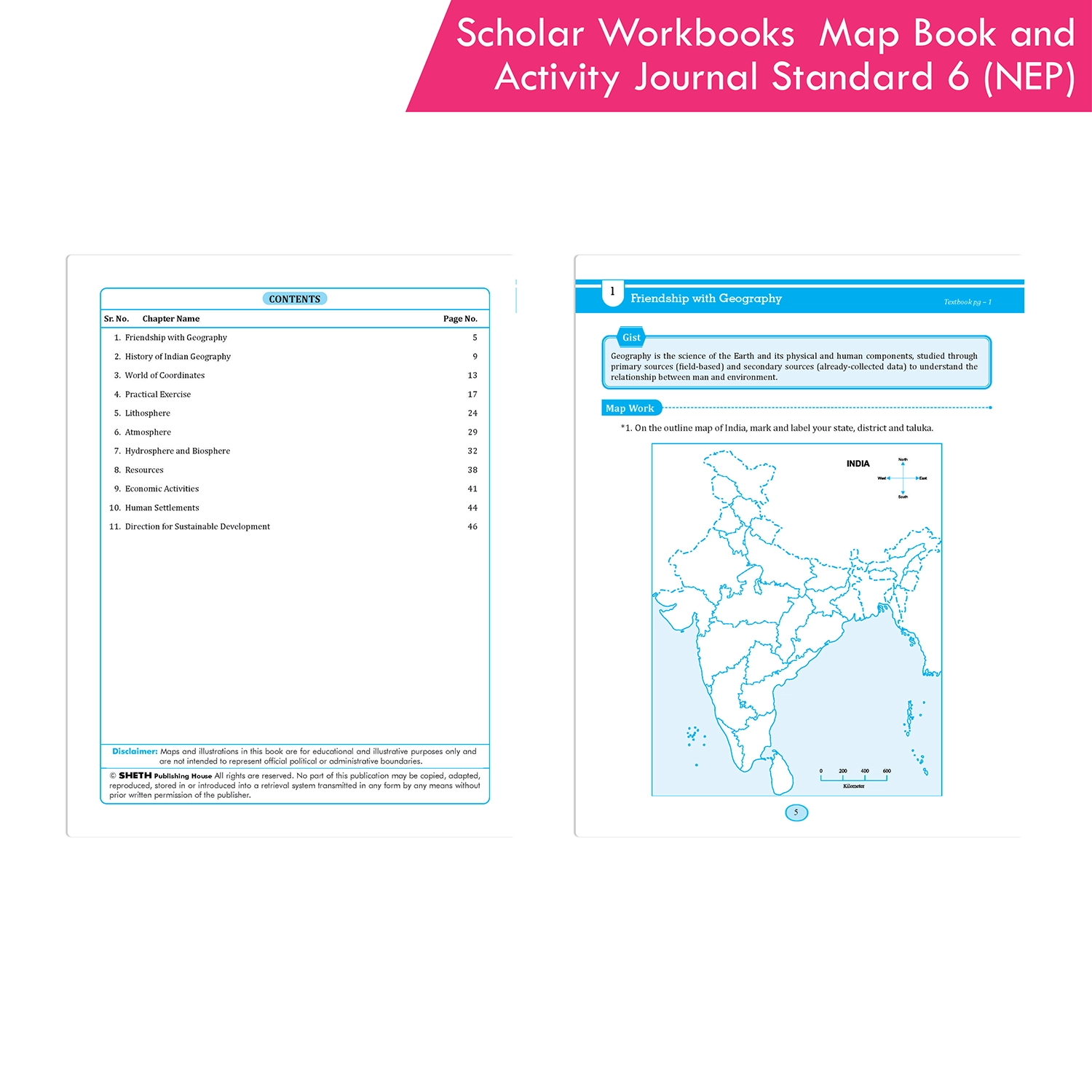 Scholar Workbooks Geography Map Book and Activity Journal Standard 6 (NEP 2020 and SCF-SE 2024) - Image 2