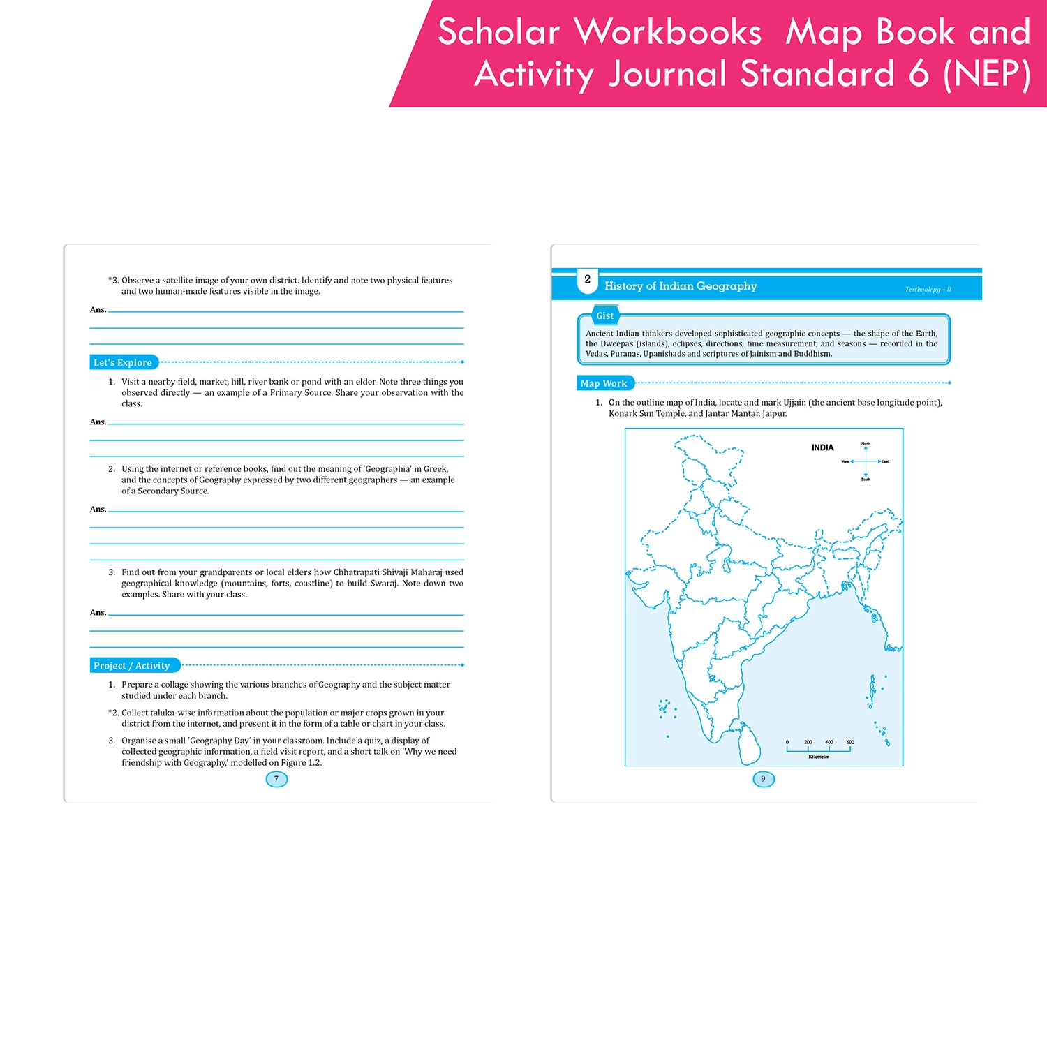 Scholar Workbooks Geography Map Book and Activity Journal Standard 6 (NEP 2020 and SCF-SE 2024) - Image 3