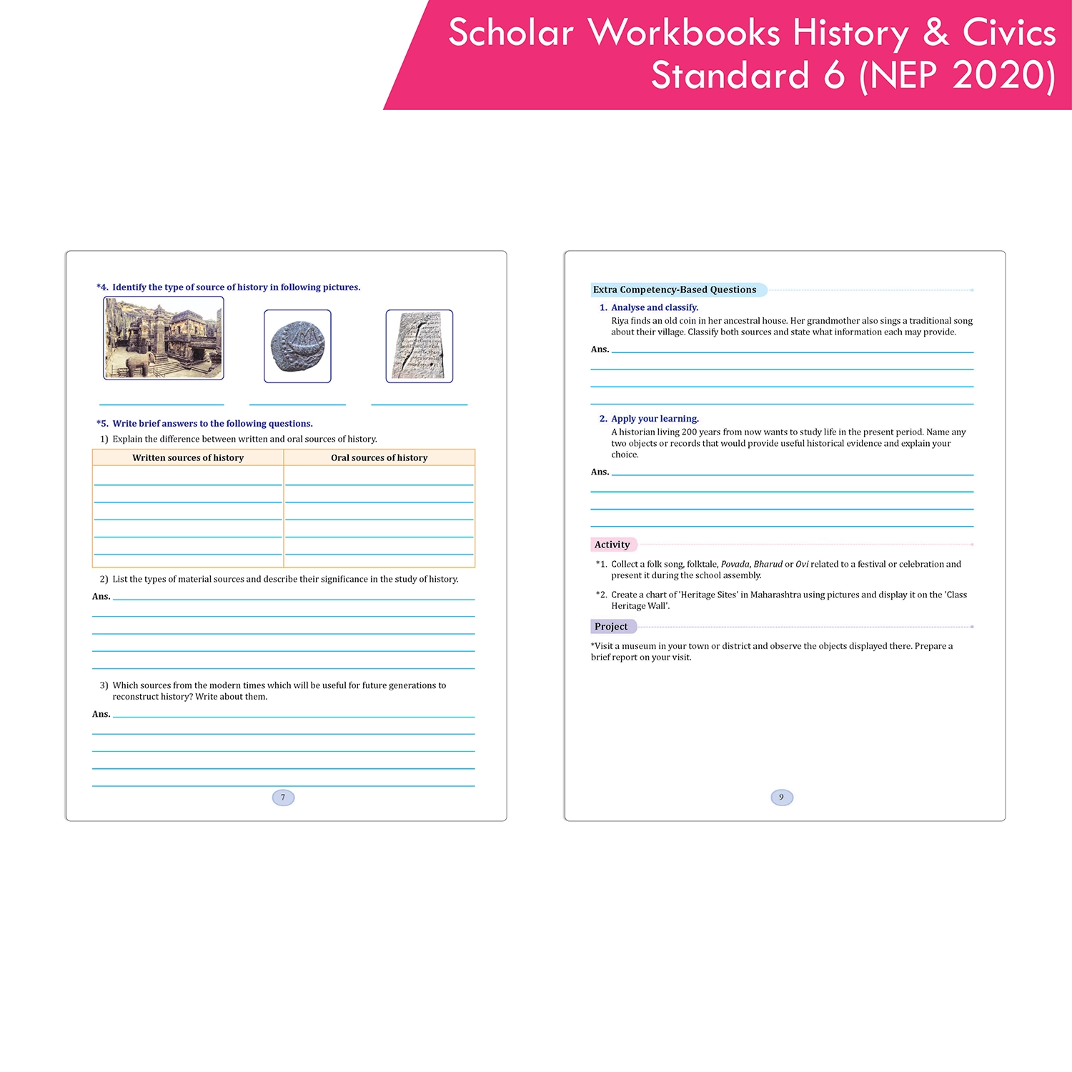 Scholar Workbooks History and Civics Standard 6 | NEP 2020 and SCF-SE 2024 | Maharashtra State Board - Image 3