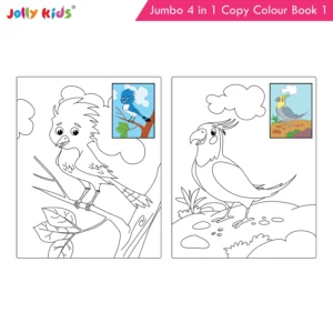 Jolly Kids Jumbo 4 in 1 Copy Colour Book 1 | Birds, Dinosaurs, Animals, Ocean | Little Artist Creative Colouring Activities Book for Kids Age 3-6 Years