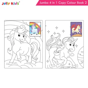 Jolly Kids Jumbo 4 in 1 Copy Colour Book 2 | Unicorn, Princess, Mermaid, Pirates | Little Artist Creative Colouring Activities Book for Kids Age 3-6 Years