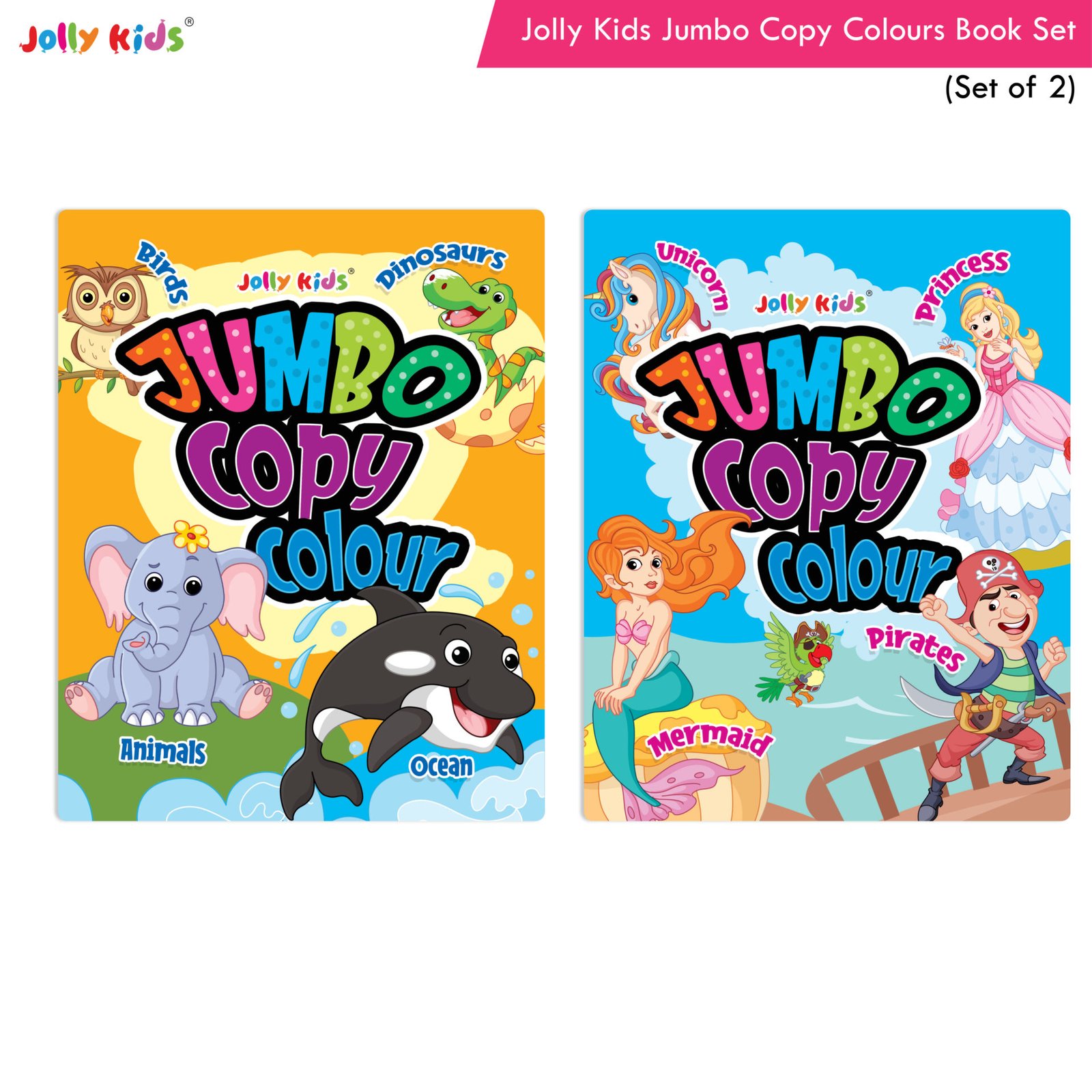 Jolly Kids Jumbo Copy Colour Books Set Set of 2 1