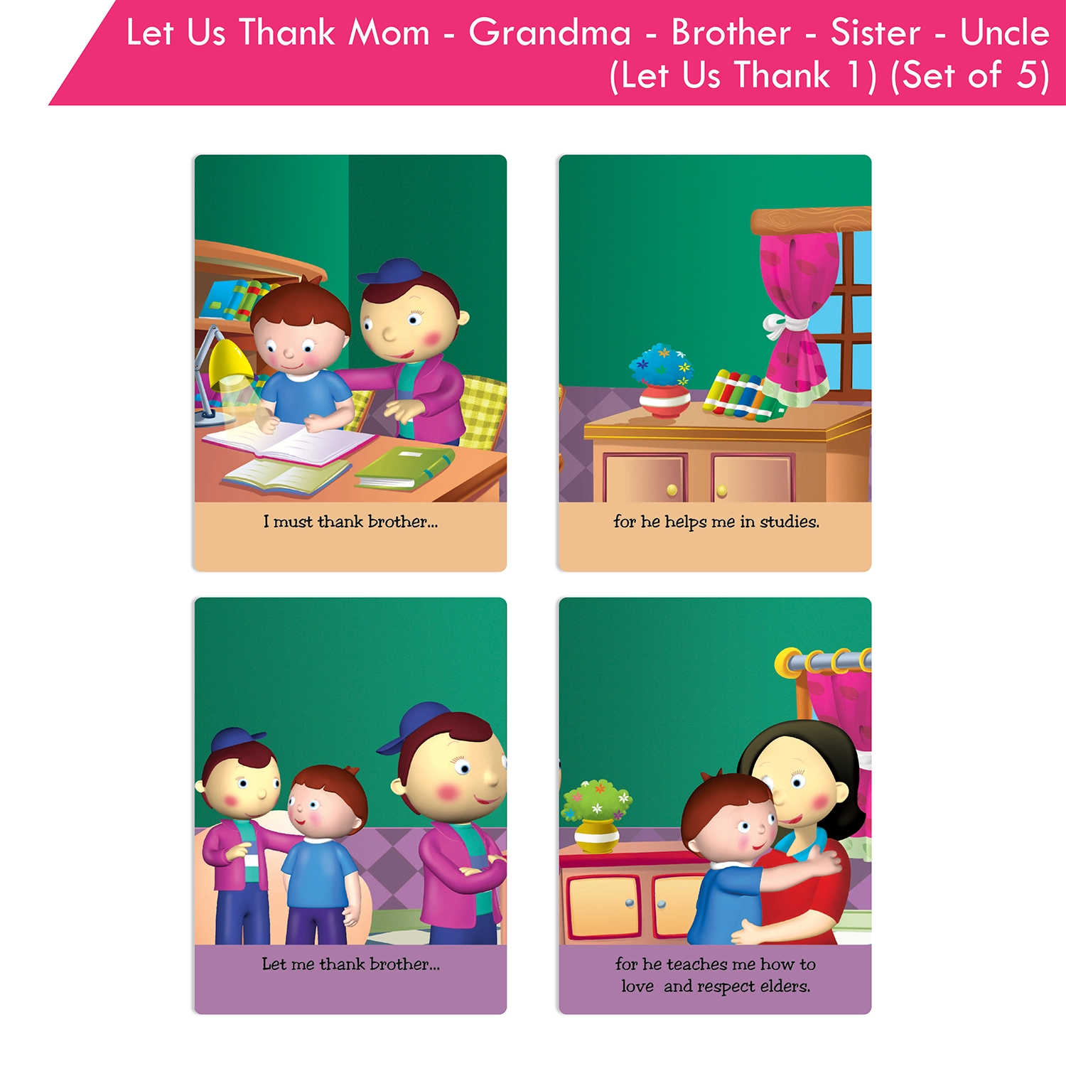 Jolly Kids Let Us Thank Mom-Grandma-Brother-Sister-Uncle (Let Us Thank 1) (Set of 5) - Image 2