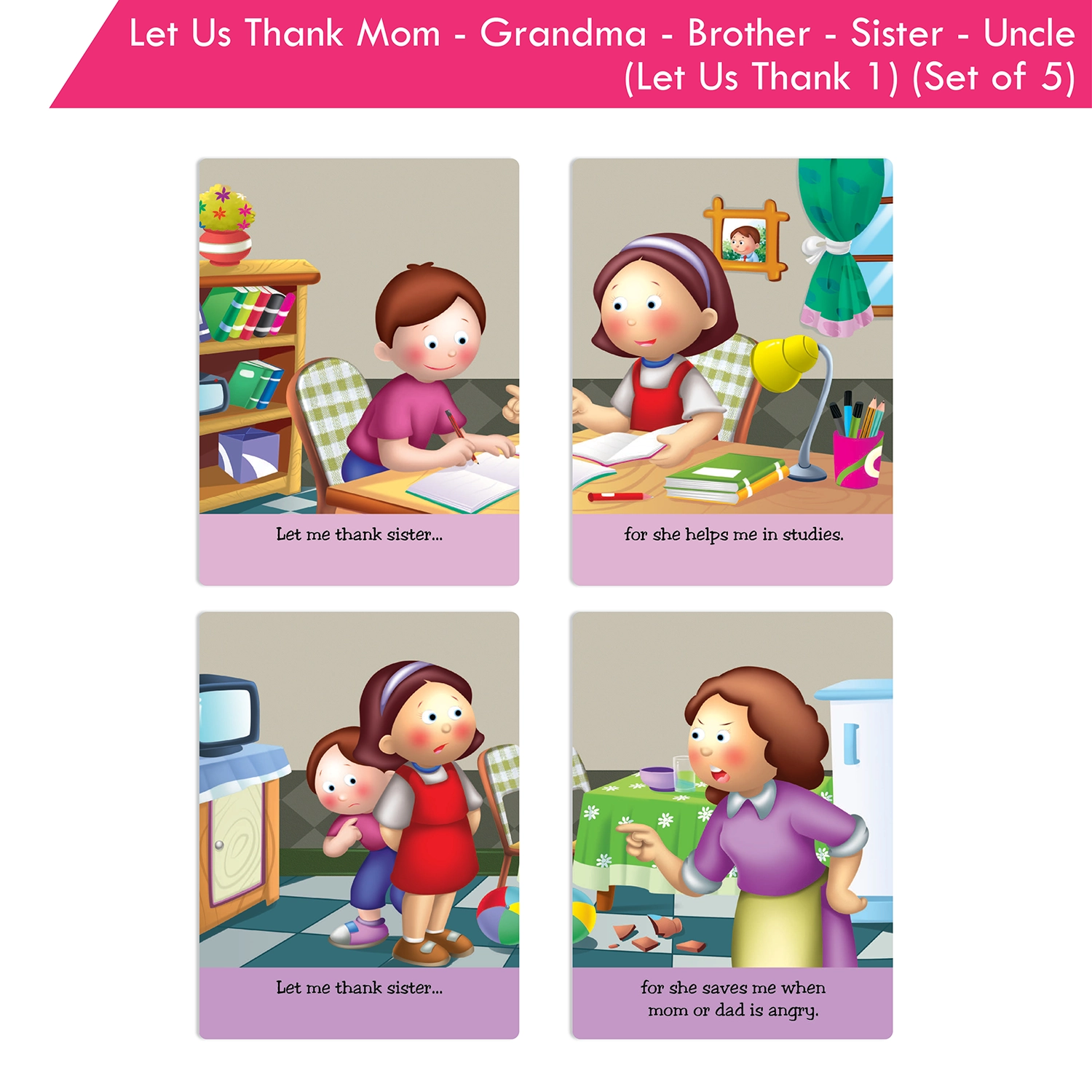 Jolly Kids Let Us Thank Mom-Grandma-Brother-Sister-Uncle (Let Us Thank 1) (Set of 5) - Image 5