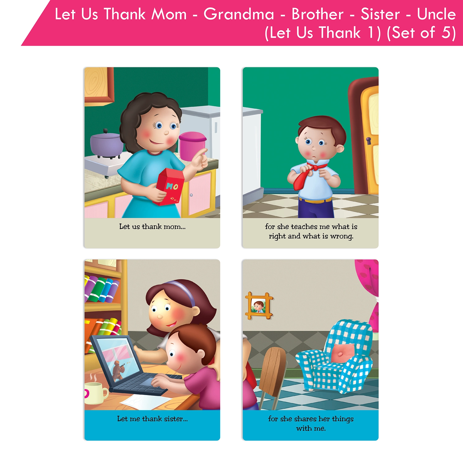 Jolly Kids Let Us Thank Mom-Grandma-Brother-Sister-Uncle (Let Us Thank 1) (Set of 5) - Image 8